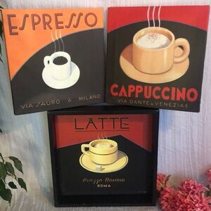 Kitchen dining room COFFEE CAPPUCCINO set of 2 decor pictures & LG serving tray